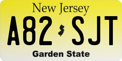 NJ license plate A82SJT