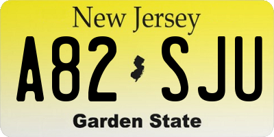 NJ license plate A82SJU