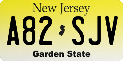 NJ license plate A82SJV