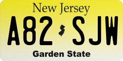 NJ license plate A82SJW