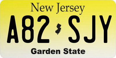 NJ license plate A82SJY