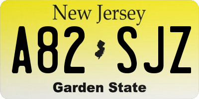 NJ license plate A82SJZ