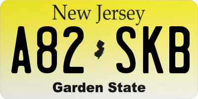 NJ license plate A82SKB