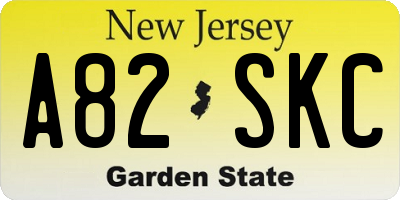NJ license plate A82SKC