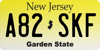 NJ license plate A82SKF