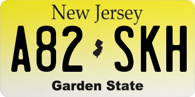 NJ license plate A82SKH