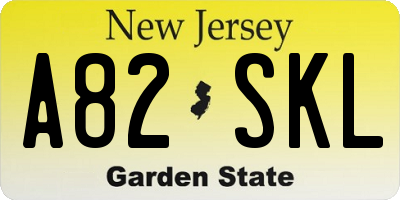 NJ license plate A82SKL