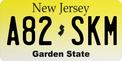 NJ license plate A82SKM
