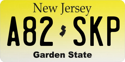 NJ license plate A82SKP