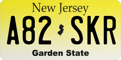 NJ license plate A82SKR
