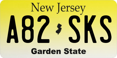 NJ license plate A82SKS