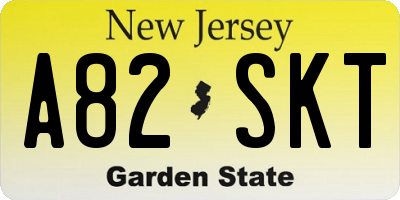 NJ license plate A82SKT