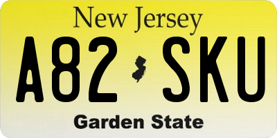 NJ license plate A82SKU