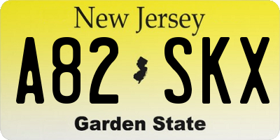 NJ license plate A82SKX