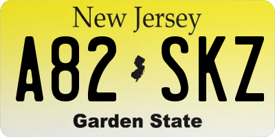 NJ license plate A82SKZ