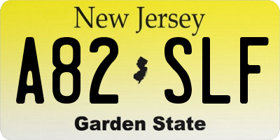 NJ license plate A82SLF