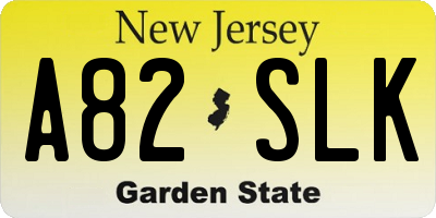NJ license plate A82SLK