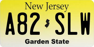 NJ license plate A82SLW