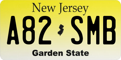 NJ license plate A82SMB