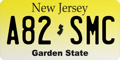 NJ license plate A82SMC
