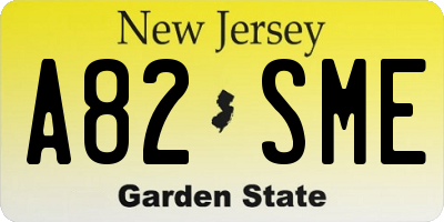 NJ license plate A82SME