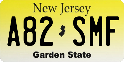 NJ license plate A82SMF