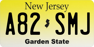 NJ license plate A82SMJ