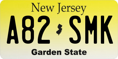 NJ license plate A82SMK