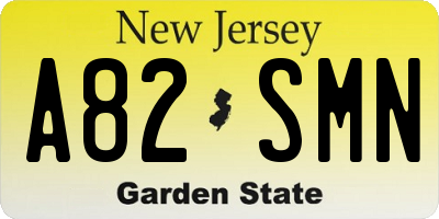 NJ license plate A82SMN