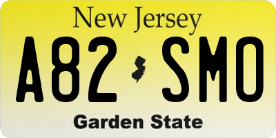 NJ license plate A82SMO