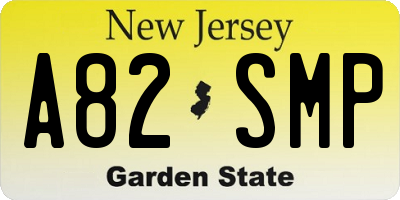 NJ license plate A82SMP