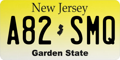NJ license plate A82SMQ