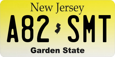 NJ license plate A82SMT