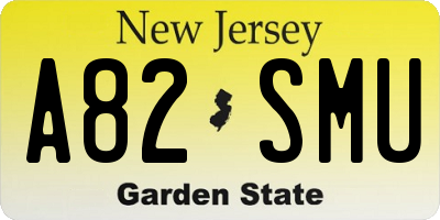 NJ license plate A82SMU