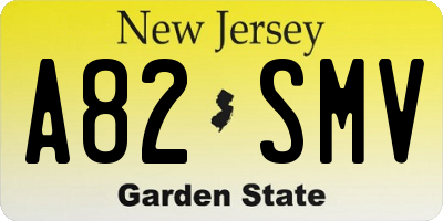 NJ license plate A82SMV