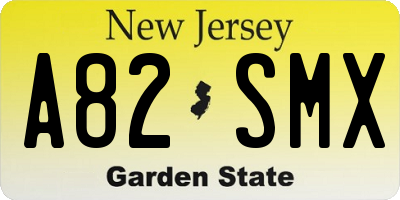 NJ license plate A82SMX