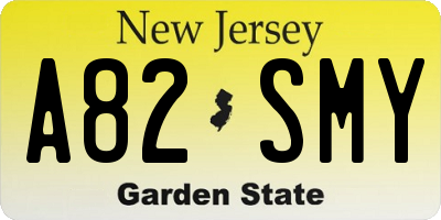 NJ license plate A82SMY