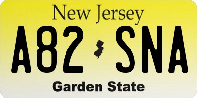 NJ license plate A82SNA