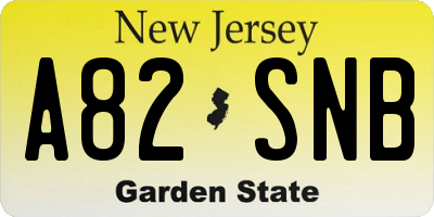 NJ license plate A82SNB
