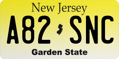 NJ license plate A82SNC