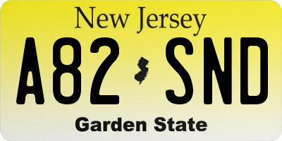 NJ license plate A82SND