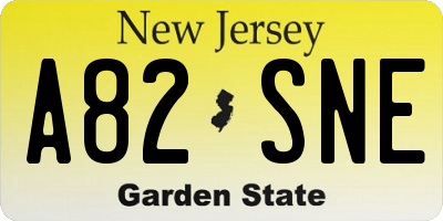 NJ license plate A82SNE
