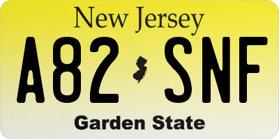 NJ license plate A82SNF