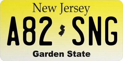 NJ license plate A82SNG