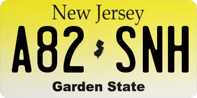 NJ license plate A82SNH
