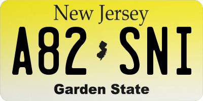 NJ license plate A82SNI