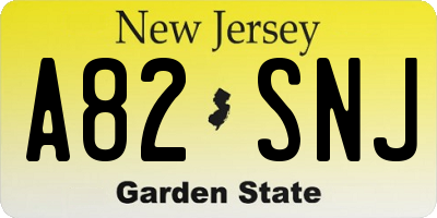 NJ license plate A82SNJ