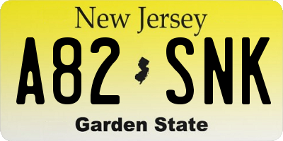 NJ license plate A82SNK
