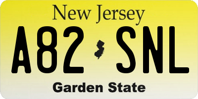 NJ license plate A82SNL