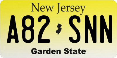 NJ license plate A82SNN